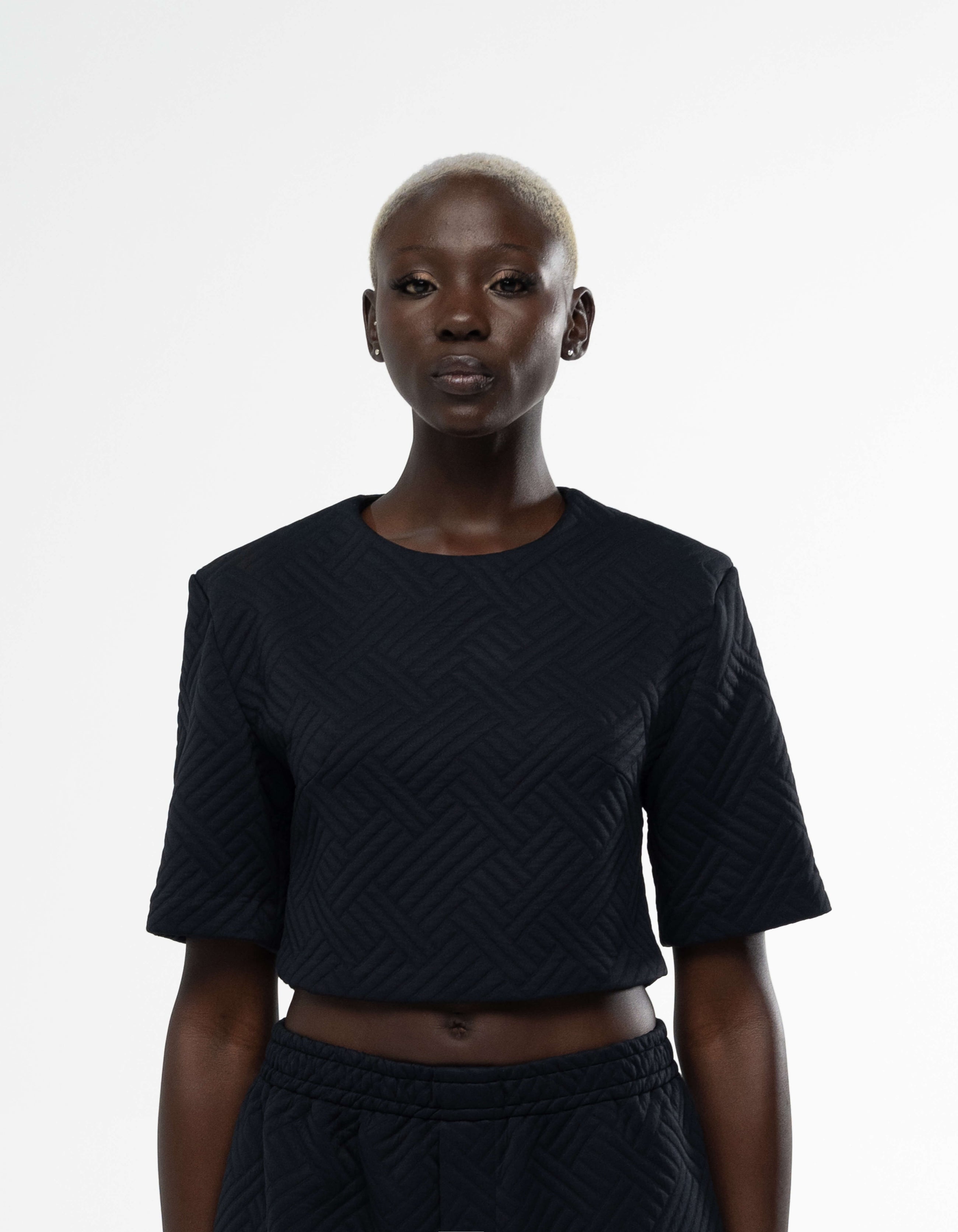 SHOULDER PAD CROP TOP