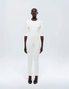 STRUCTURED SHOULDER PAD JUMPSUIT