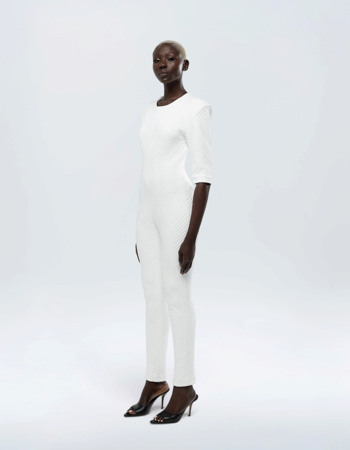 STRUCTURED SHOULDER PAD JUMPSUIT