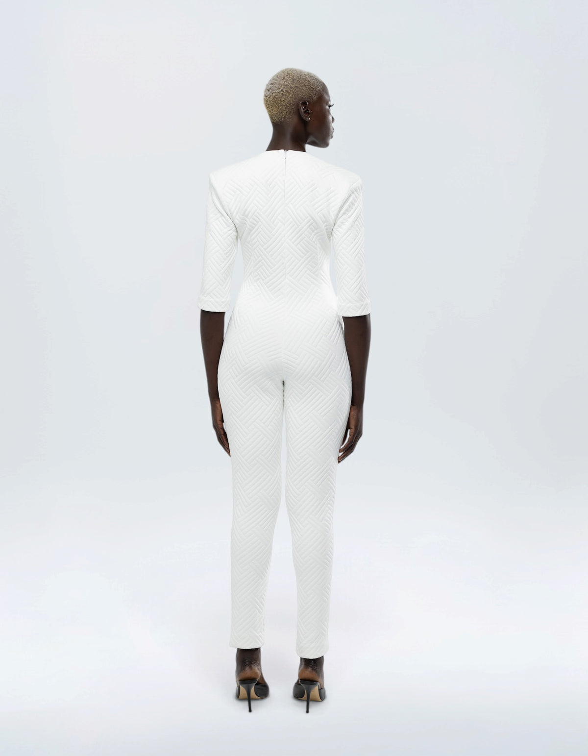 STRUCTURED SHOULDER PAD JUMPSUIT
