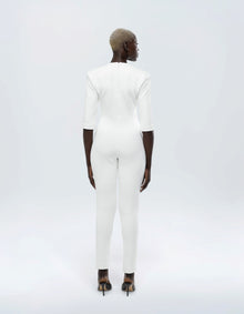STRUCTURED SHOULDER PAD JUMPSUIT