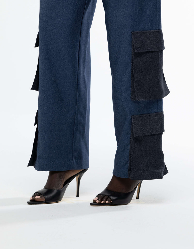 PANTALON CARGO BICOLORE