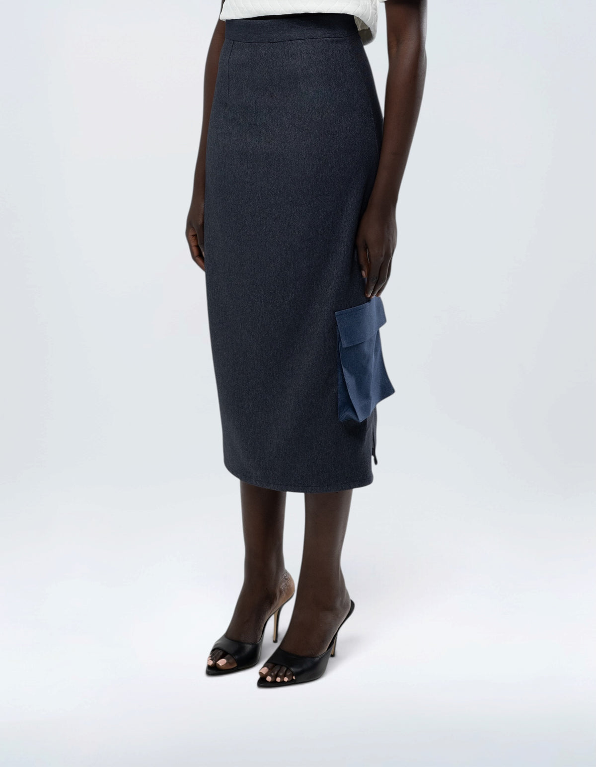 TWO TONE CARGO PENCIL SKIRT