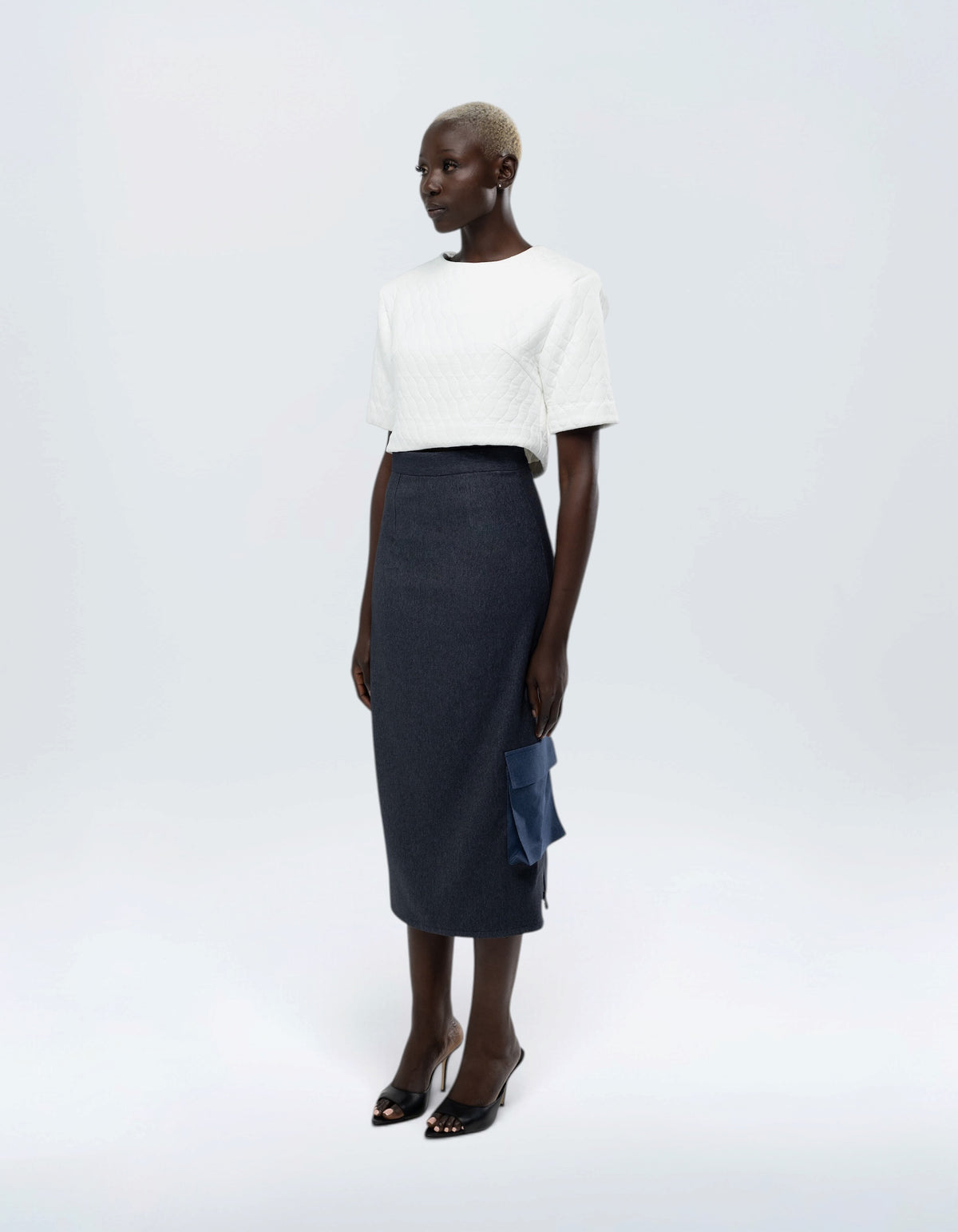 TWO TONE CARGO PENCIL SKIRT