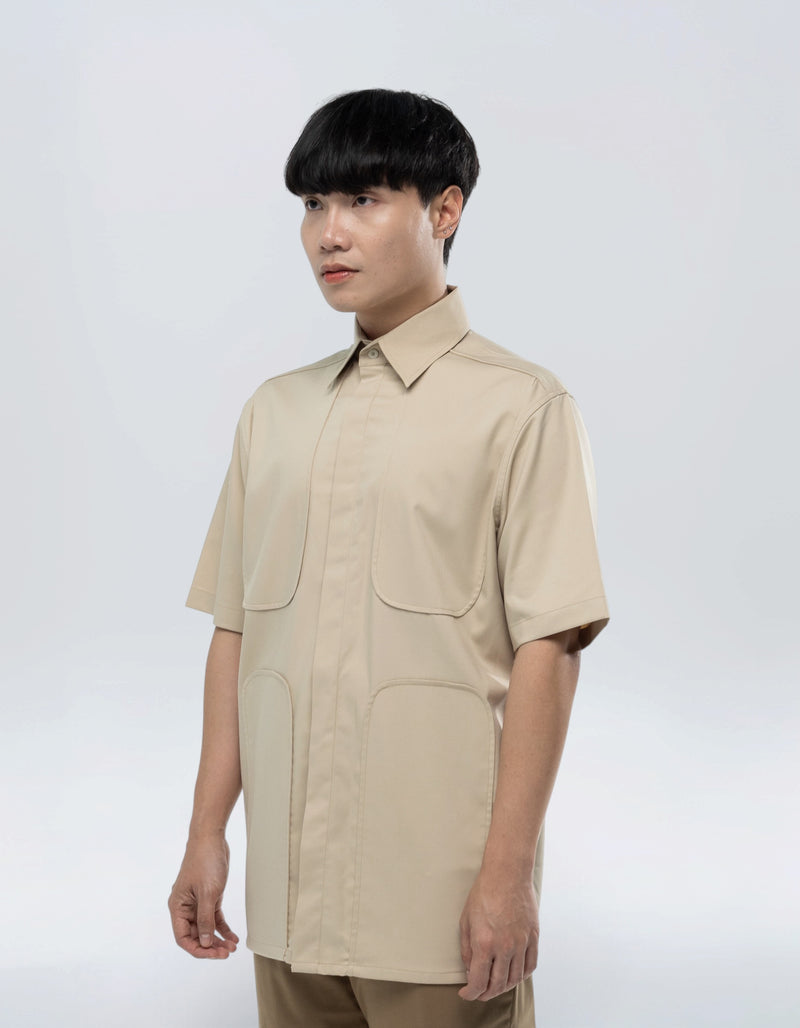 CHEMISE À MANCHES COURTES À PANNEAU EN U