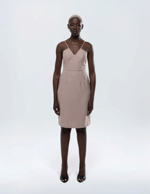 V STRAP MIDI DRESS