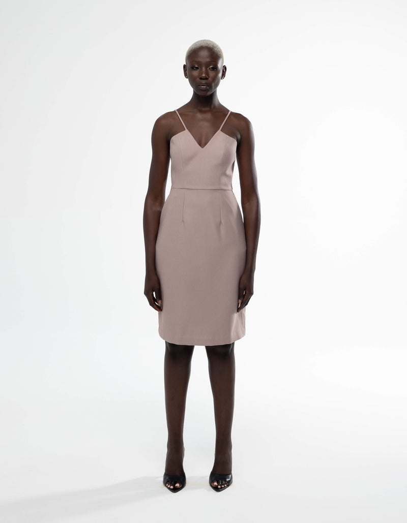 ROBE MIDI À BRETELLES EN V