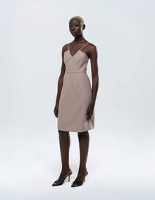 V STRAP MIDI DRESS
