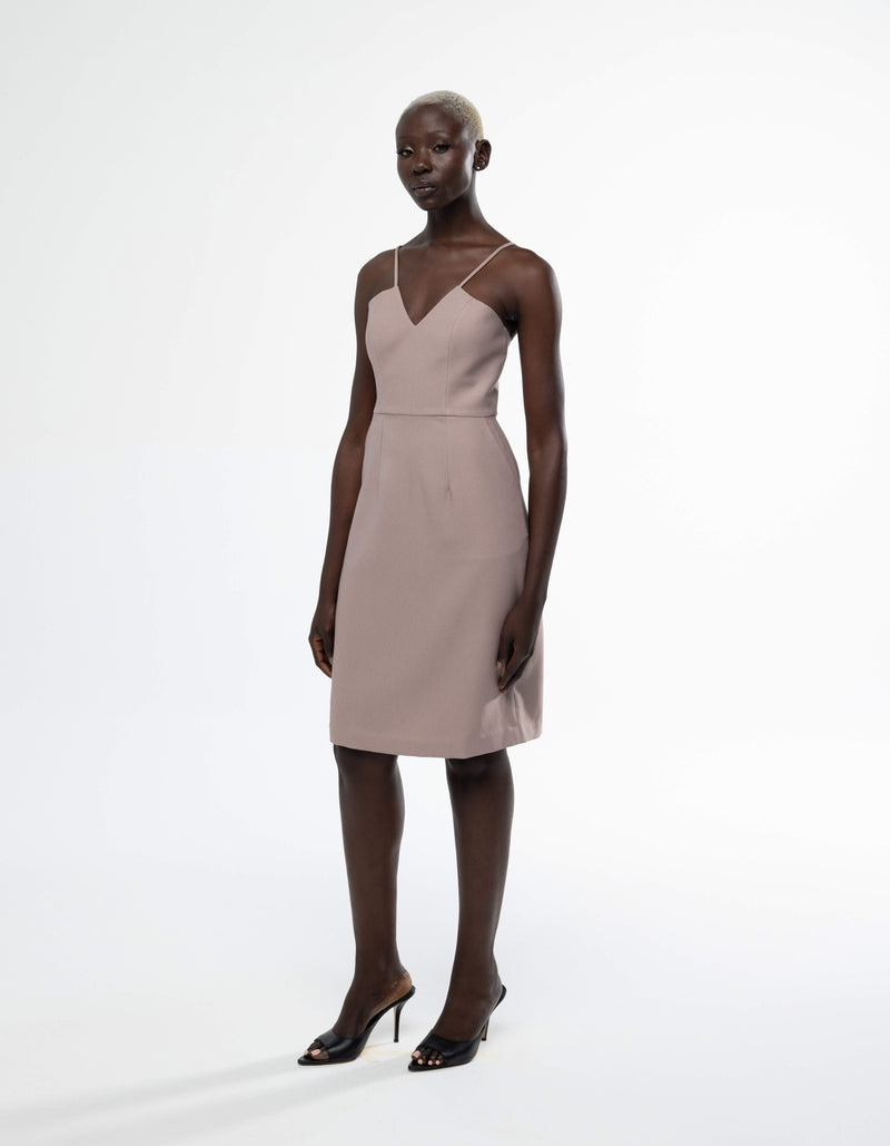 ROBE MIDI À BRETELLES EN V