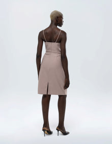 V STRAP MIDI DRESS