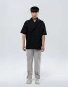 CAMICIA A MANICHE CORTE CON COLLO AVVOLGENTE